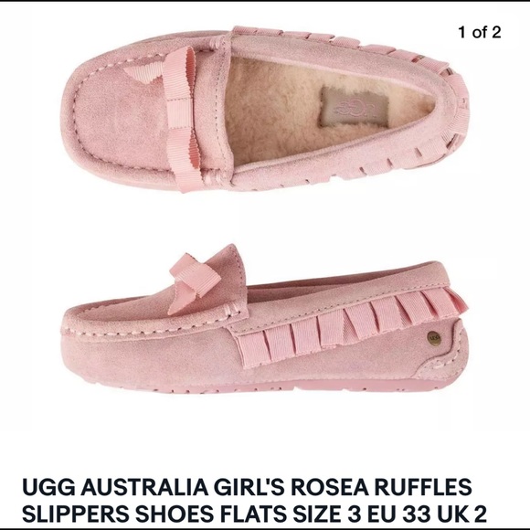 UGG Other - UGG AUSTRALIA GIRL ROSEA RUFFLES SLIPPERS SIZE 3